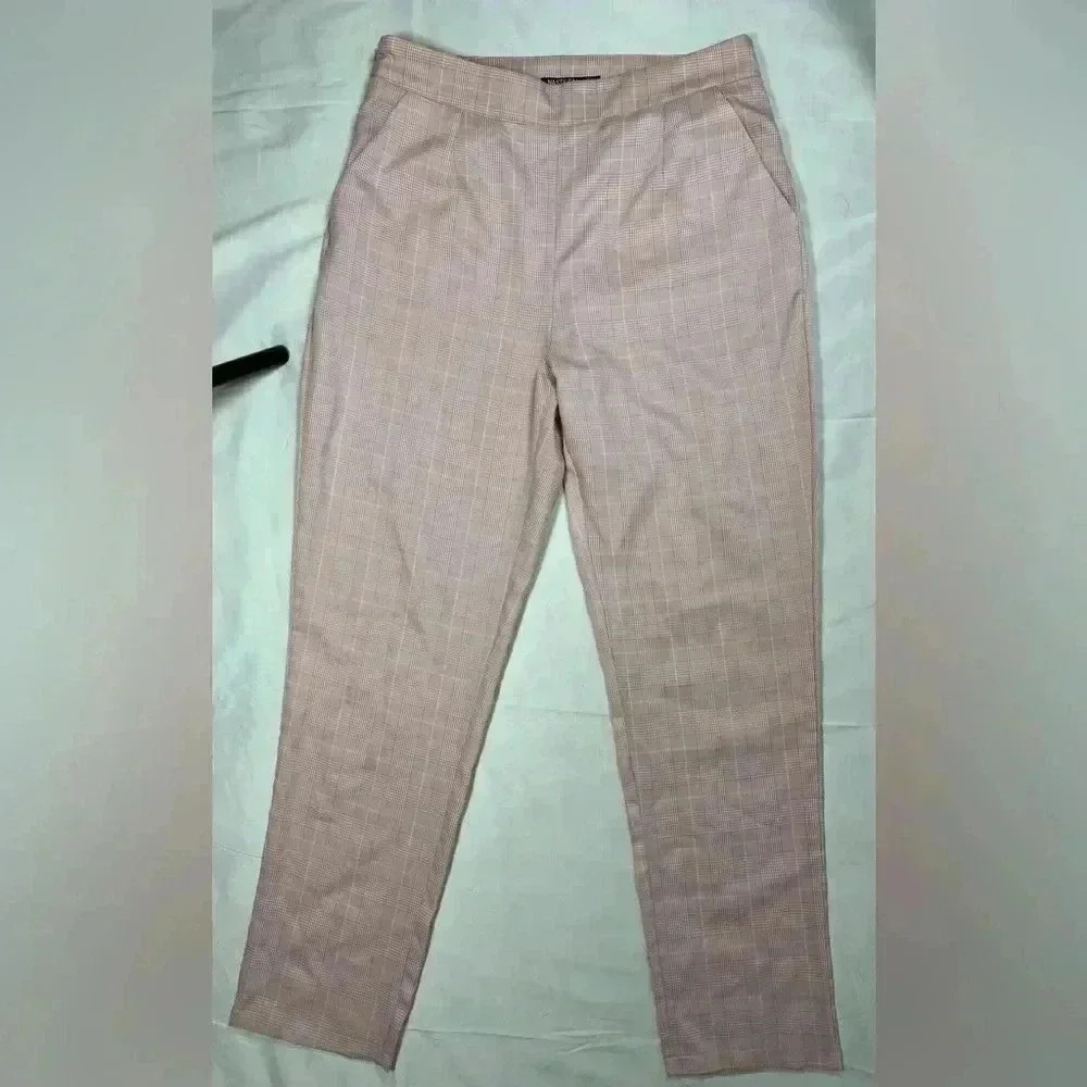 Nasty Gal Pink Plaid Dress Pants